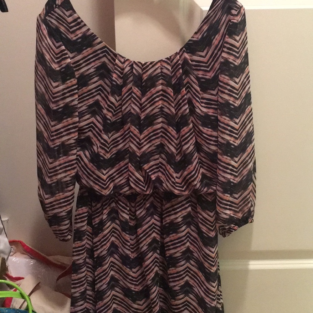 Lily Rose dress (black, white, light pink zig zag)